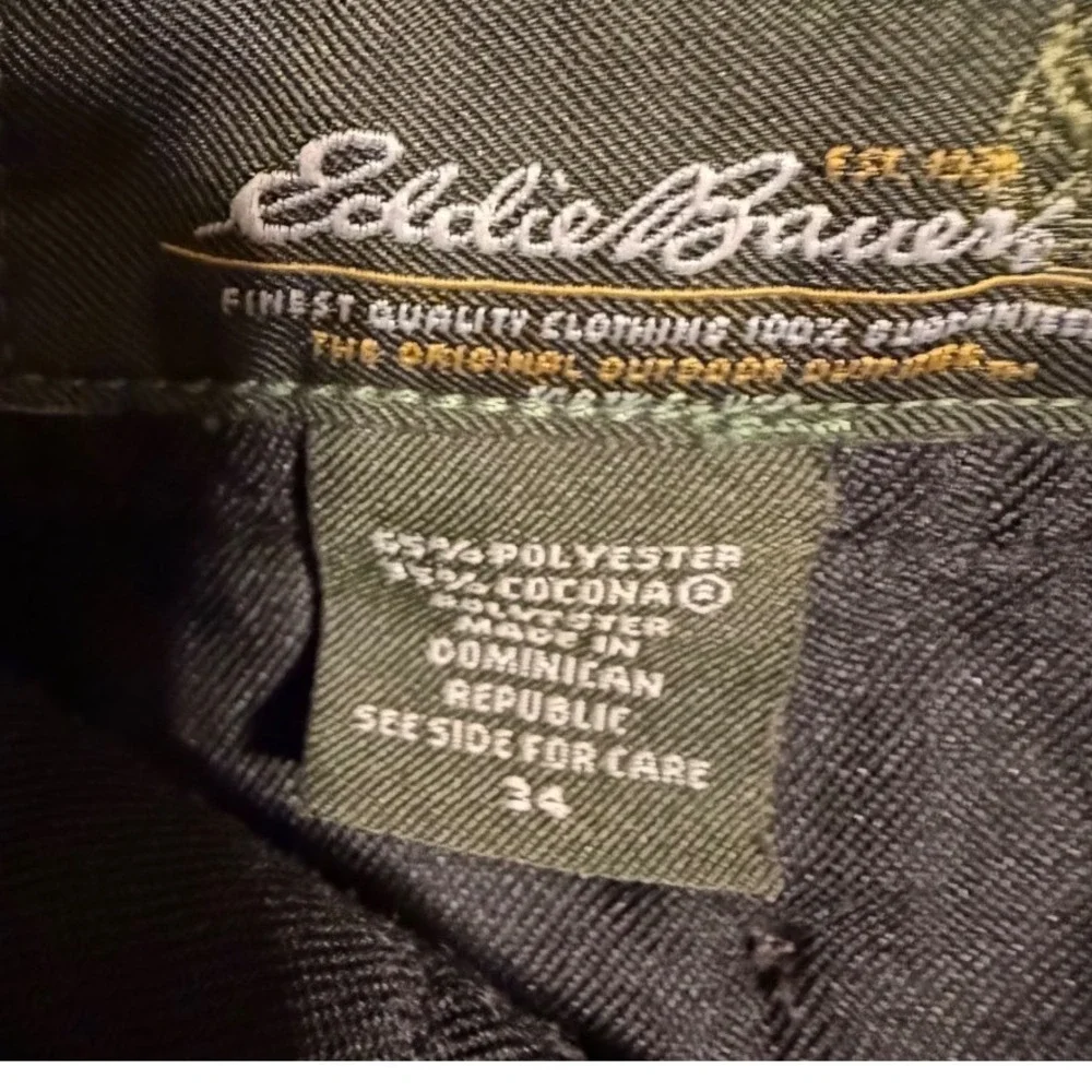 Eddie Bauer Mens 34 Black Cocona Performance Chino Shorts Flat Front Outdoor